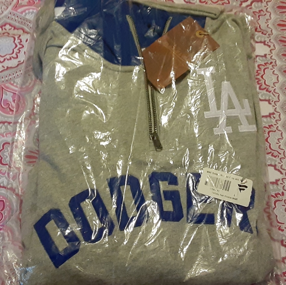 Large/LA Dodgers Mitchell & Ness Half Zip Sweater